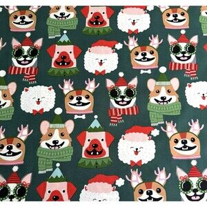 Alexander Henry Christmas Holiday Canine Dog Fabric Cotton 2021 Green BTY
